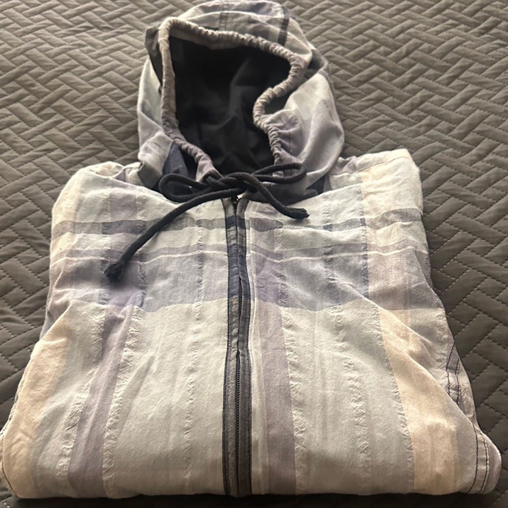 J. Crew Factory Plaid Hooded Vest in Blue and White